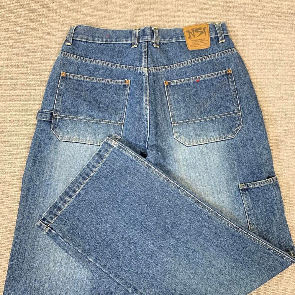 Y2K NSI Carpenter Wide Leg Faded Denim Jeans